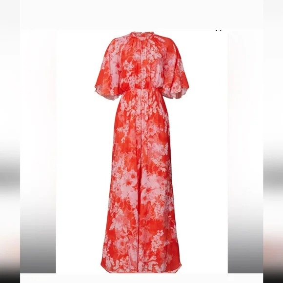 NWT PINKO Aquarius Tuta Jumpsuit  wide leg flutter sleeve pink sz 46 us 14 - Picture 5 of 11